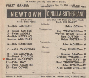 billy mc 1968 ist game with newtown